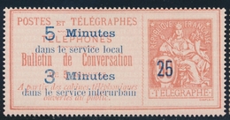 (*) TIMBRES - TELEPHONE - (*) - N°14 - 25c Sur 50 Rge S/rose - TB - Telegraaf-en Telefoonzegels