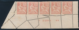(*) VARIETES - (*) - N°125 - 15c Vermillon - Bde De 5 - Exceptionnelle Variété De Dentelure - Rare - TB - Unused Stamps