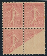 ** VARIETES - ** - N°129c - 10c Rose - Bloc De 4 - Recto-verso Partiel Sur La Paire Inf. - TB - Unused Stamps