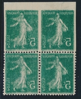 ** VARIETES - ** - N°137 - 5c Vert - Bloc De 4 - Recto Verso - La Paire Sup. ND Accident. Rare - TB - Unused Stamps
