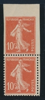 **/* VARIETES - **/* - N°138 - 10c Rge. Paire Vertic. Dt 1er ND Accident. - Rare - Signé Chevalier - TB - Unused Stamps
