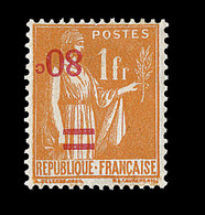 * VARIETES - * - N°359b - 80c S/1F Orange - Surch. Renversée - Signé A. Brun/Scheller - TB - Unused Stamps