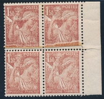 * VARIETES - * - N°652 -1f50 Brun Rge - Bloc De 4 BdF - 2 Ex. Impr. S/Raccord - 2ex. Impr. Défectueuse - TB - Unused Stamps