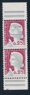 ** VARIETES - ** - N°1263 - Paire Vertic. De Carnet - Superbe Variété D'Impression - Charn. Légère S/BDF Sup. - TB - Unused Stamps