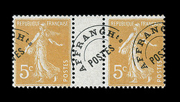 ** VARIETES - PREOBLITERES - ** - N°50 - 5c Orange - Paire Interpanneau - Surcharge à Cheval - TB - Non Classés