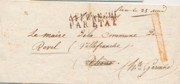 LAC FRANCHISES - LAC - Caisse D' Amort. (Encadré Rge) Pli Du 16 Mai 1815 Du Deux Gal De La CA - Pr Le Maire De REVEL - A - 1801-1848: Précurseurs XIX