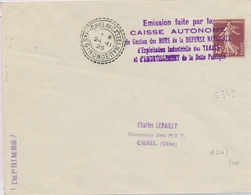 L CA Sur Lettre - L - N°192 - Obl. St Michel De Castelnau - 24/11/28 + Griffe De La Caisse Autonome/Amortissement De La  - Brieven En Documenten