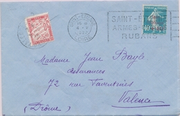 L CA Sur Lettre - L - N°246 - Obl. Flamme St ETIENNE 04/5/22 S/ Pli Taxé - Afft. N°33 Obl. VALENCE - B - Briefe U. Dokumente