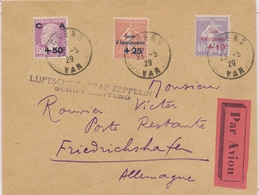 L CA Sur Lettre - L - N°249/51 Obl Chers - 23/5/29 + Griffe Luftschiff Graff Zeppelin Pr Friedrichhafen - Au Verso Càd D - Storia Postale