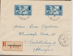 L CA Sur Lettre - L - N°252a X2 - Etat II - Obl Lyon Terreaux - 16/5/28 - Afft à 3F Pr L'Allemagne - S/recom. - TB - Briefe U. Dokumente