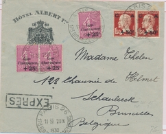 L CA Sur Lettre - L - N°254 X3, 255 Paire - Obl Gd Cachet Paris 26 - 23/10/30 Pr Bruxelles - TB - Brieven En Documenten