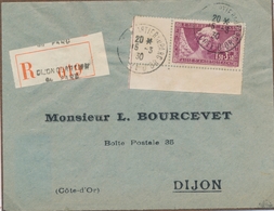 L CA Sur Lettre - L - N°256 (coin De Carnet) - Obl Dijon - 15/3/30 - TB - Storia Postale