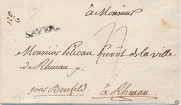 LSC MARQUES POSTALES 18ème Siècle (Réf. LENAIN) - LSC - SAVER. Len.1 - Pr Rhinau - Joli Sceau Au Verso - TB - Briefe U. Dokumente