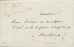 LAC FRANCHISES - LAC - Préfet - Dépt Du Bas-Rhin (rouge) - 1815 - TB - 1801-1848: Précurseurs XIX