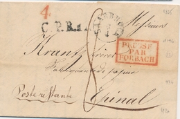 LAC MARQUES D'ENTREE (N° Noël) - LAC - N°196 - Prusse Par Forbach Rouge + Saarbruck 6/4 (1835) + Taxes P. Epinal - 1801-1848: Précurseurs XIX
