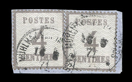 O TIMBRES D'ALSACE LORRAINE (1870-71) - O - N°3b - X 2 Ex - S/petit Fgt - TB - Andere & Zonder Classificatie