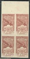 (*) ANDORRE ESP. POSTE AERIENNE - (*) - Mau N°1K - Bloc De 4 - BDF - 4F50 Brun Rouge - Non émis - TB - Unused Stamps