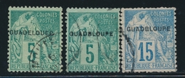 O GUADELOUPE - O - N°17a (B), 19a (B) - GUADBLOUPE + N°17a (D) - GUADELOUEP - TB - Sonstige & Ohne Zuordnung