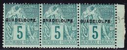 **/* GUADELOUPE - **/* - N°17A - 5c Vert - Bde De 3 - Petit Bdf - 1 Ex Déft Sinon TB - Sonstige & Ohne Zuordnung