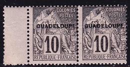 ** GUADELOUPE - ** - N°18 - 10c Noir S/rose - Paire + Pont - TB - Other & Unclassified