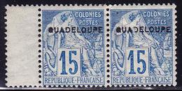 ** GUADELOUPE - ** - N°19 - 15c Bleu - Paire + Pont - TB/SUP - Sonstige & Ohne Zuordnung