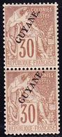 ** GUYANE - ** - N°24- 30c Brun - Paire Verticale - TB - Other & Unclassified