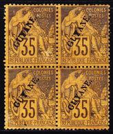 (*) GUYANE - (*) - N°25- 35c Violet Noir S/jaune - Bloc De 4 - TB - Other & Unclassified