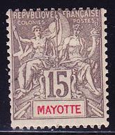 * MAYOTTE - * - N°16 - 15c Gris - TB - Other & Unclassified