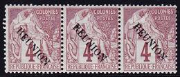 ** REUNION - ** - N°19 - Bloc De 3 Dt 1 Variété "R" Plus Haut - TB - Other & Unclassified