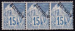 ** REUNION - ** - N°22 - 15c Bleu - Bde De 3 - TB/SUP - Other & Unclassified