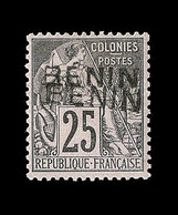 * BENIN - * - N°8b - 25c Noir S/rose - Dble Surcharge - TB - Other & Unclassified