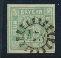 O BAVIERE - O - N°6a - 9k Bleu Vert - Obl "173" - TB - Andere & Zonder Classificatie