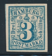 * HAMBOURG - * - N°4 - 3s. Bleu-vert - TB - Hambourg