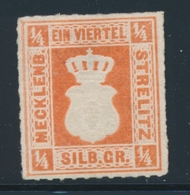 (*) MECKLEMBOURG STRELITZ - (*) - N°1 - ¼ S. Rge Orange - Léger Clair - Asp. TB - Mecklenburg-Strelitz