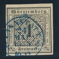 O WURTEMBERG - O - N°1 - 1k. Chamois - Obl Bleue Cranstatt - Signé A. Brun - TB - Autres & Non Classés