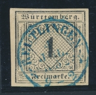 O WURTEMBERG - O - N°1 - 1k. Chamois - Obl Bleue Beutlingen - TB - Autres & Non Classés