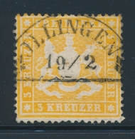 O WURTEMBERG - O - N°17A - 3k. Jaune Orange - Papier Mince - Belle Obl. Illingen - TB - Other & Unclassified