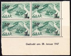 ** SARRE - ** - N°228A - 50f S/1 M Vert - Bloc De 4 - COIN DATE - TB/SUP - Other & Unclassified