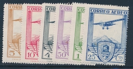 * ESPAGNE - POSTE AERIENNE - * - N°50/55 - Chiffres 000.000 Au Verso - TB - Unused Stamps