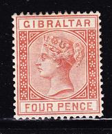 * GIBRALTAR - * - N°12 - 4p Brun Rouge - TB - Gibraltar