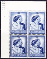 ** GRANDE BRETAGNE - ** - N°238 - 1£ Bleu En Bloc De 4 - Cdf - N° De Planche - TB - Used Stamps