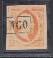 O PAYS-BAS - O - N°3 - 15c Orange - Obl. Franco - TB/SUP - Usati