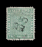 O SUEDE - O - N°1 - 3 Sk Vert - Defct. - Signé JF Brun - - Used Stamps