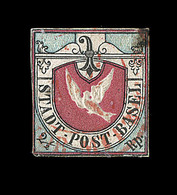 O SUISSE - O - N°8 - Colombe De Bâle - Defct. - Certif. Scheller - 1843-1852 Federal & Cantonal Stamps