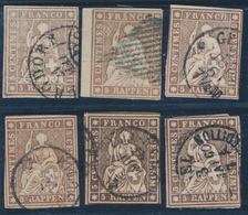 O SUISSE - O - N°26 - 5r Brun (x6) Dt 1 BDF - Nuances - B/TB - 1843-1852 Timbres Cantonaux Et  Fédéraux