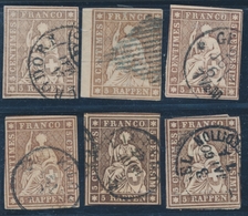 O SUISSE - O - N°26 - 5r Brun (x6) Dt 1 BDF - Nuances - B/TB - 1843-1852 Federale & Kantonnale Postzegels