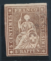 O SUISSE - O - N°26b - Fil Noir - BdF Haut - Inf. Droit Proche Du Filet - Sinon TB - 1843-1852 Federale & Kantonnale Postzegels