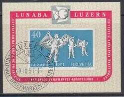 O SUISSE - BLOCS FEUILLETS - O - N°14 - Lunaba 1951 - Obl. 29/9/51 - TB - Blokken