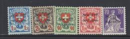 * SUISSE - TIMBRES DE SERVICE - * - N°56a/60a - 5 Val - Papier Gaufré - TB - Servizio