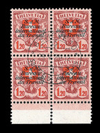 O SUISSE - TIMBRES DE SERVICE - O - N°73a - Bloc De 4 - BDF - Dt 1 Ex Avec Variété "HFLVETIA" - TB - Dienstzegels